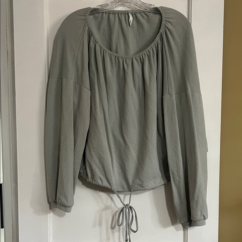 Glam Gray Women's Blouse with Drawstring